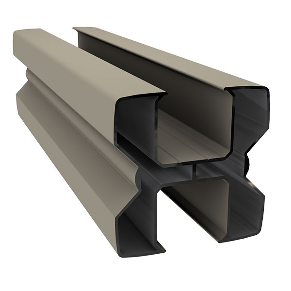 Duofuse tand-en-groef/lamellen tuinscherm - Aluminium paal 82x82mm - 2.1m stone grey