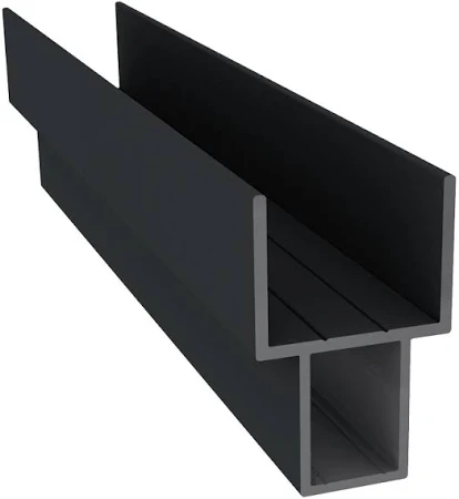 Duofuse tand-en-groef/lamellen tuinscherm - Aluminium U-profiel betonnen onderplaat 4,2cm - 2.2m stone grey