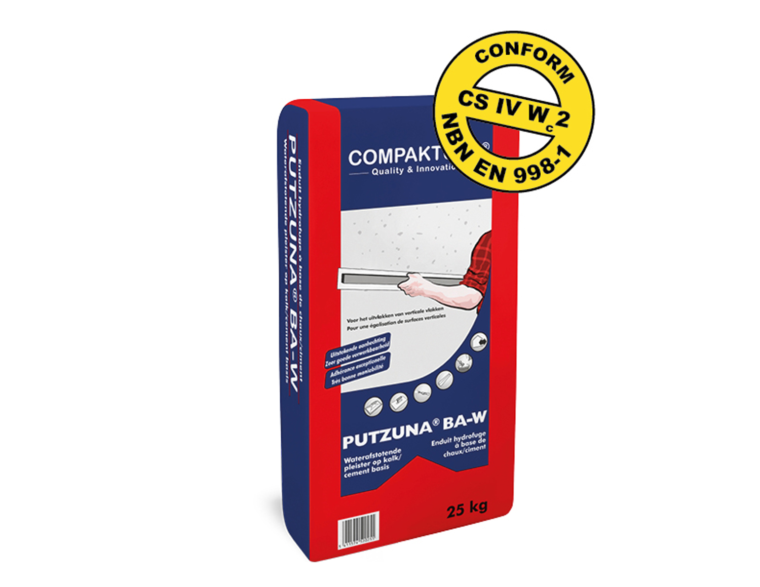Compaktuna® Putzuna® BA-W 25kg - Waterafstotende pleister op kalk/cement basis