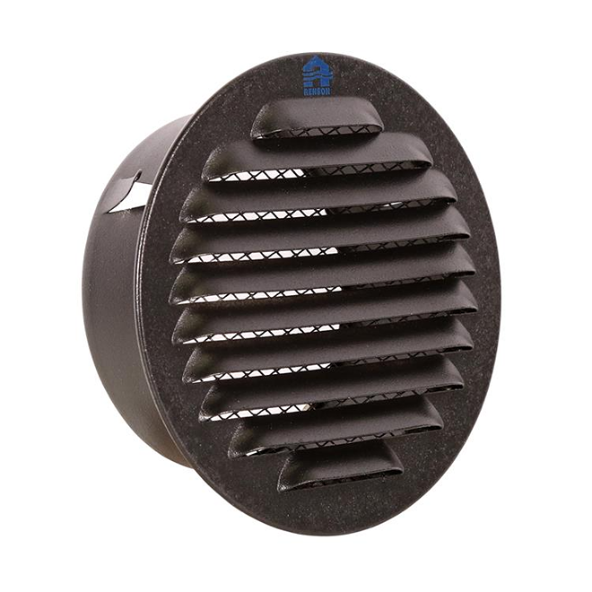 Renson inbouw schoepenrooster alu met gaas rond 435/R zwart Ø100mm