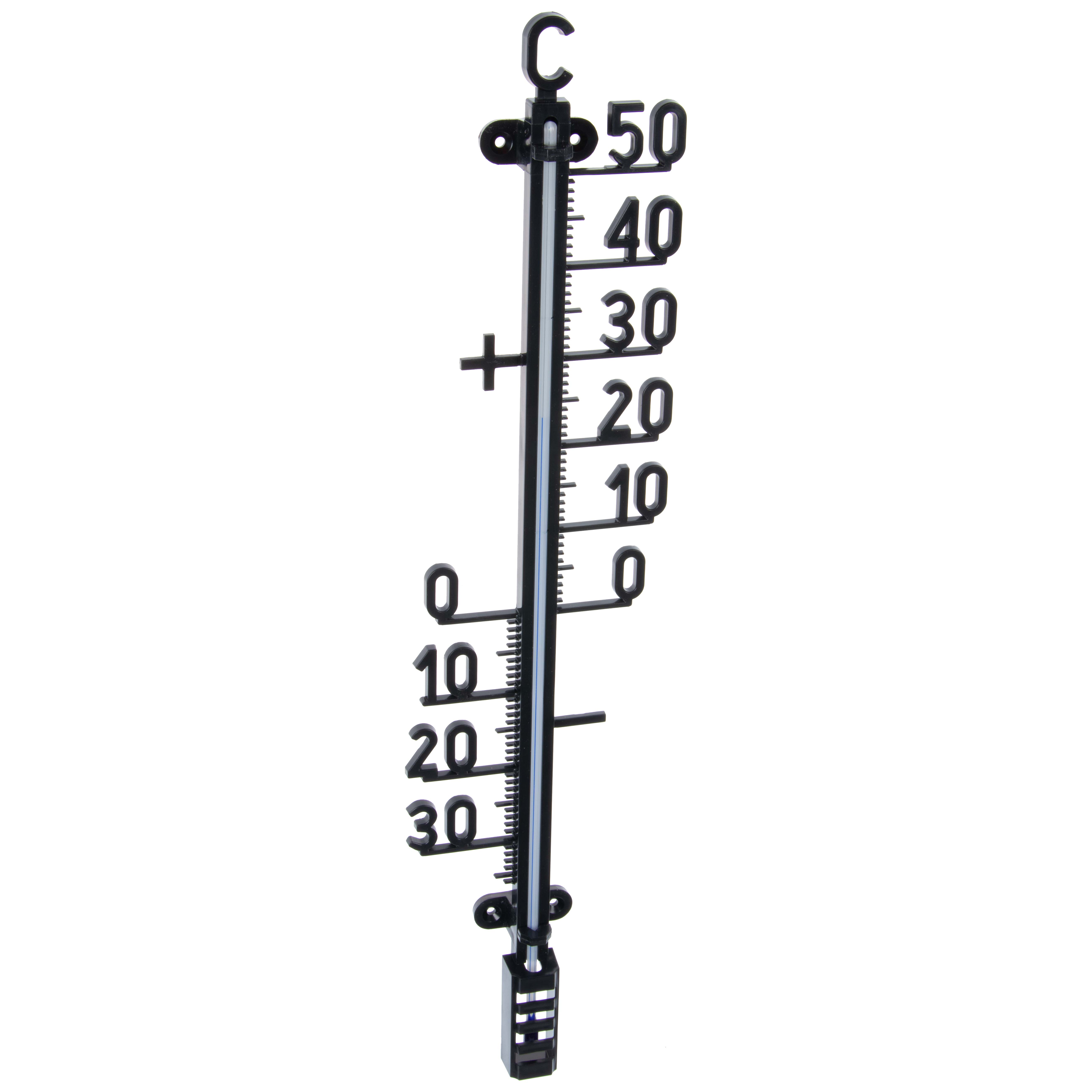 Thermometer buiten tr maxi plast zwart