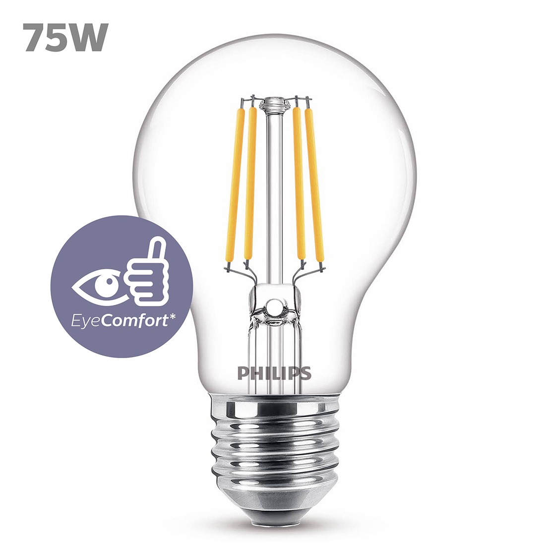 Philips LED Lamp Transparant - 75 W - E27 - warmwit licht
