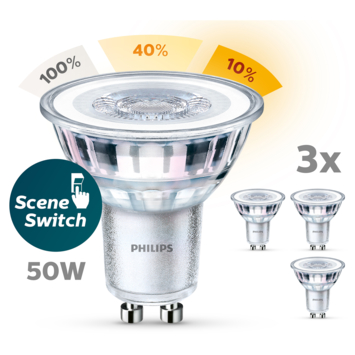 Philips LED Spot SceneSwitch - 50 W - GU10 - blanc chaud - 3 pcs