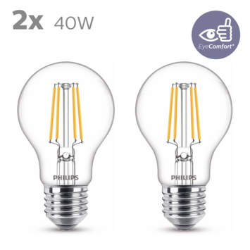 Philips ampoule LED transparent - 40 W -  E27 - blanc chaud - 2 pcs