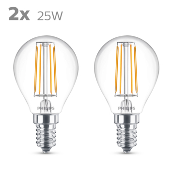 Philips LED Ampoule sphérique transparent - 40 W - E14 - blanc chaud - 2 pcs