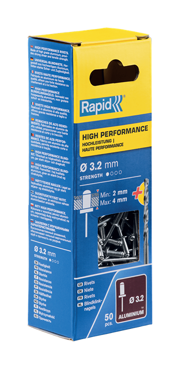 Rapid rivets aveugles high performance Ø3.2x8mm + foret  (50pcs)