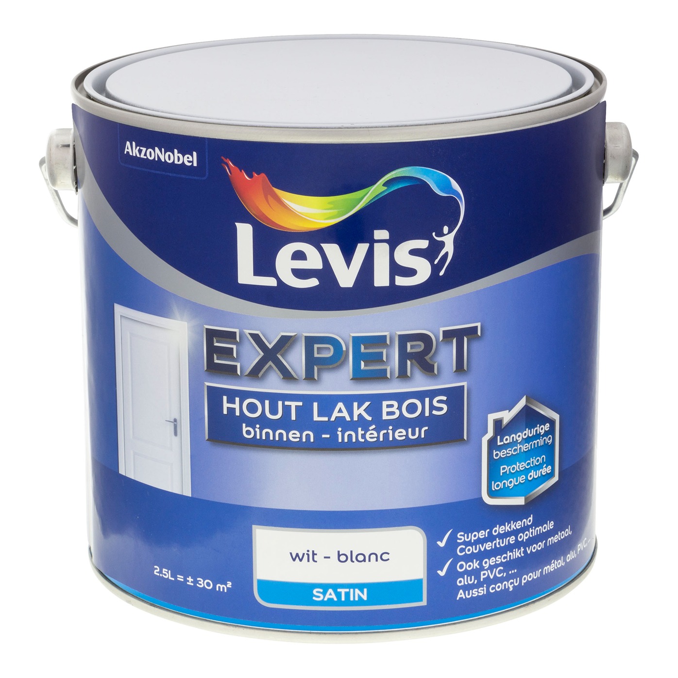 Levis Expert Hout Lak Binnen Satin 2.5l Wit