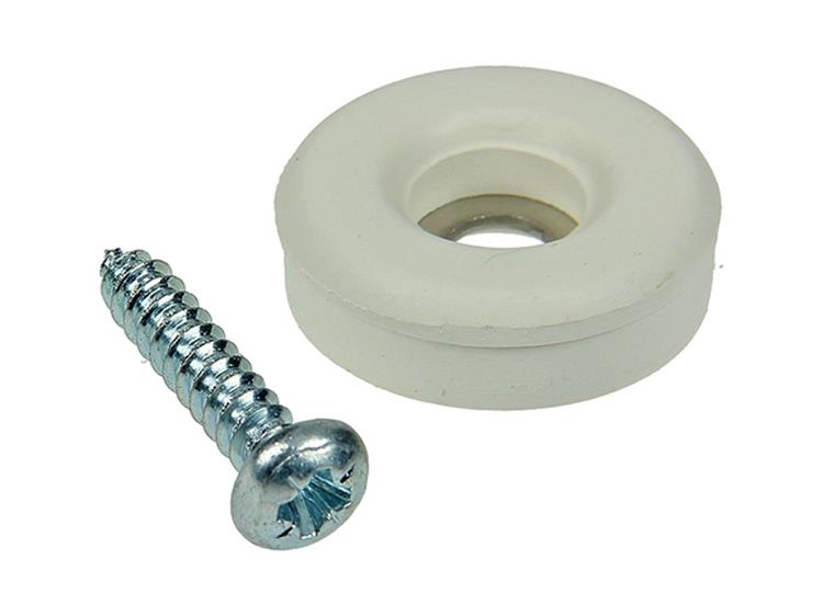 Butoir caoutchouc + vis blanc rond Ø23mm (8 pièces)