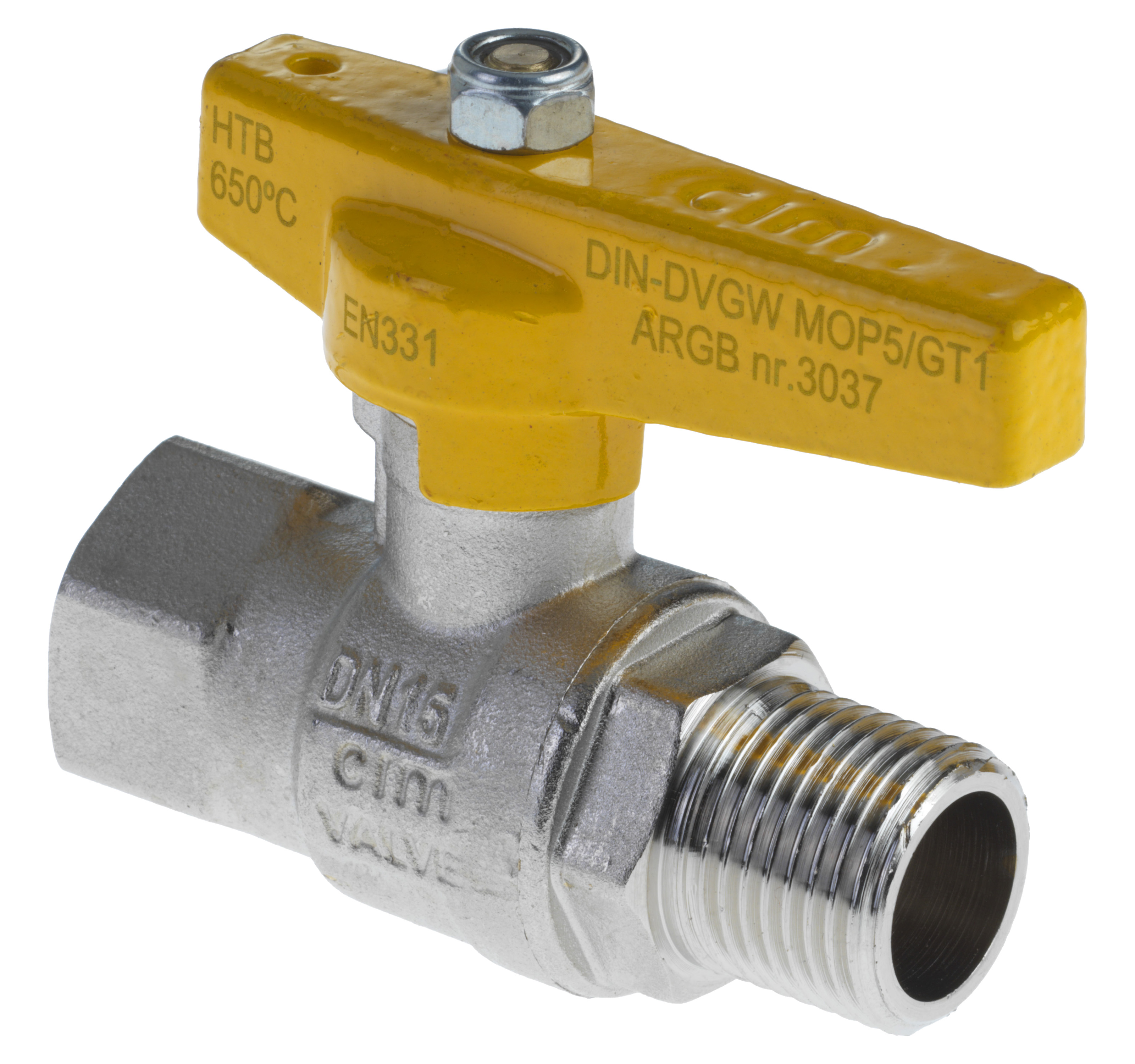 1 Robinet d'arrêt gaz naturel 1/2" MF - laiton