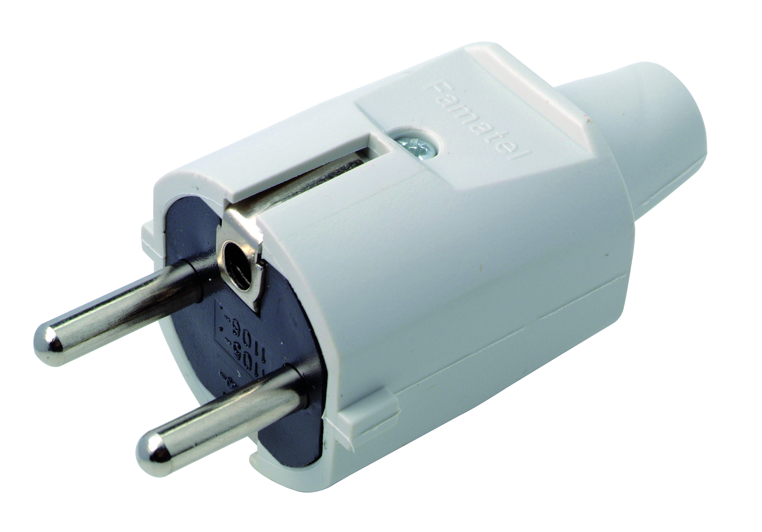 STEKKER PVC 10A 2P+A GRIJS