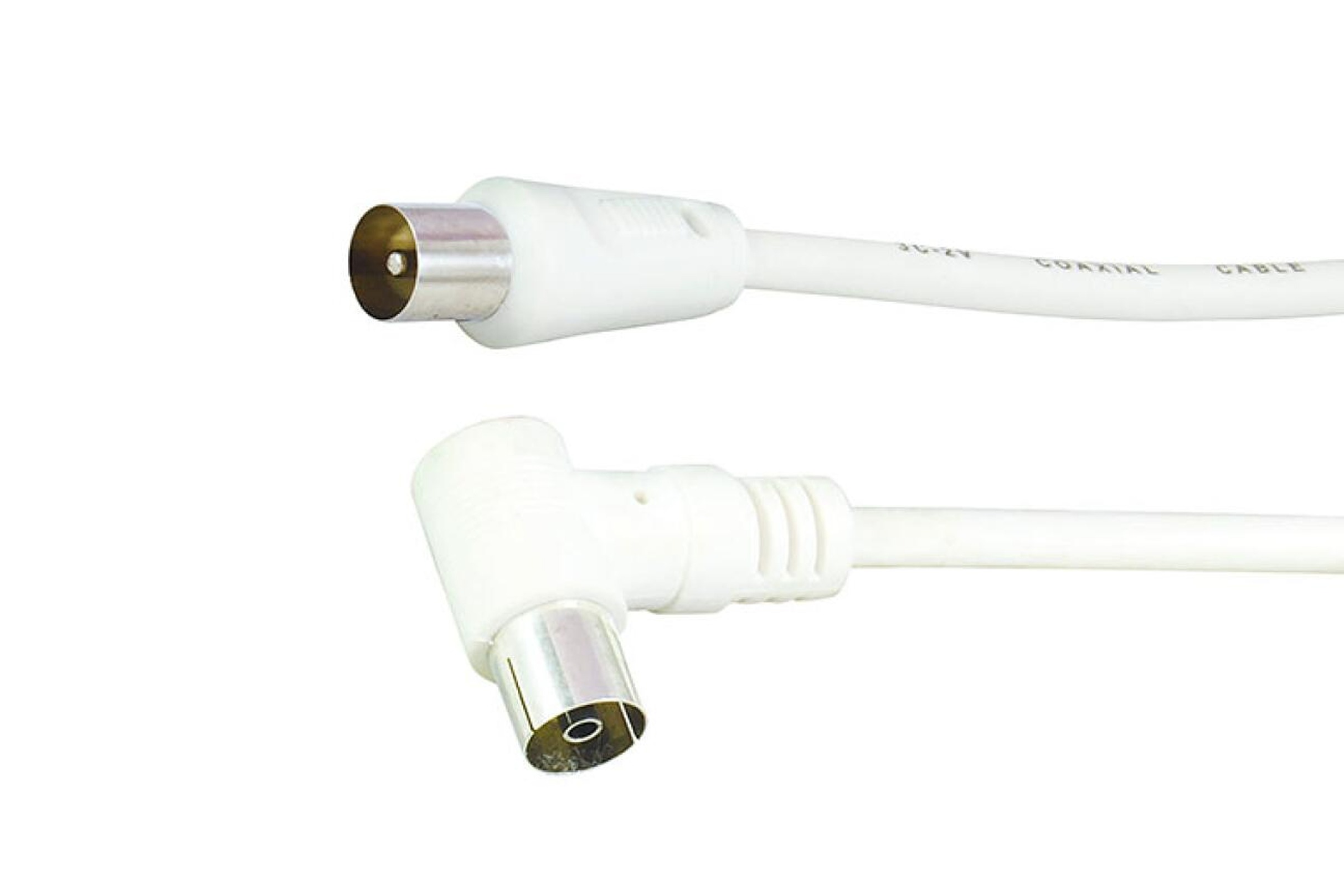 snoer coax recht M>haaks V 5M wit
