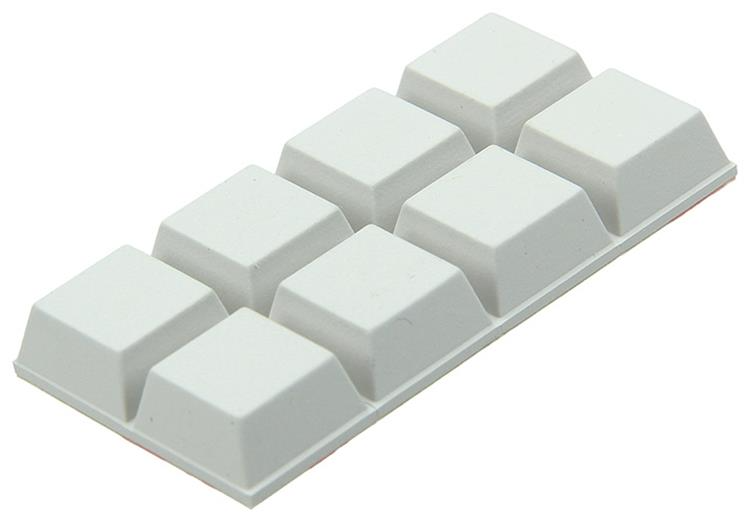 Butoir caoutchouc adhésif blanc 12x12mm (8 pièces)