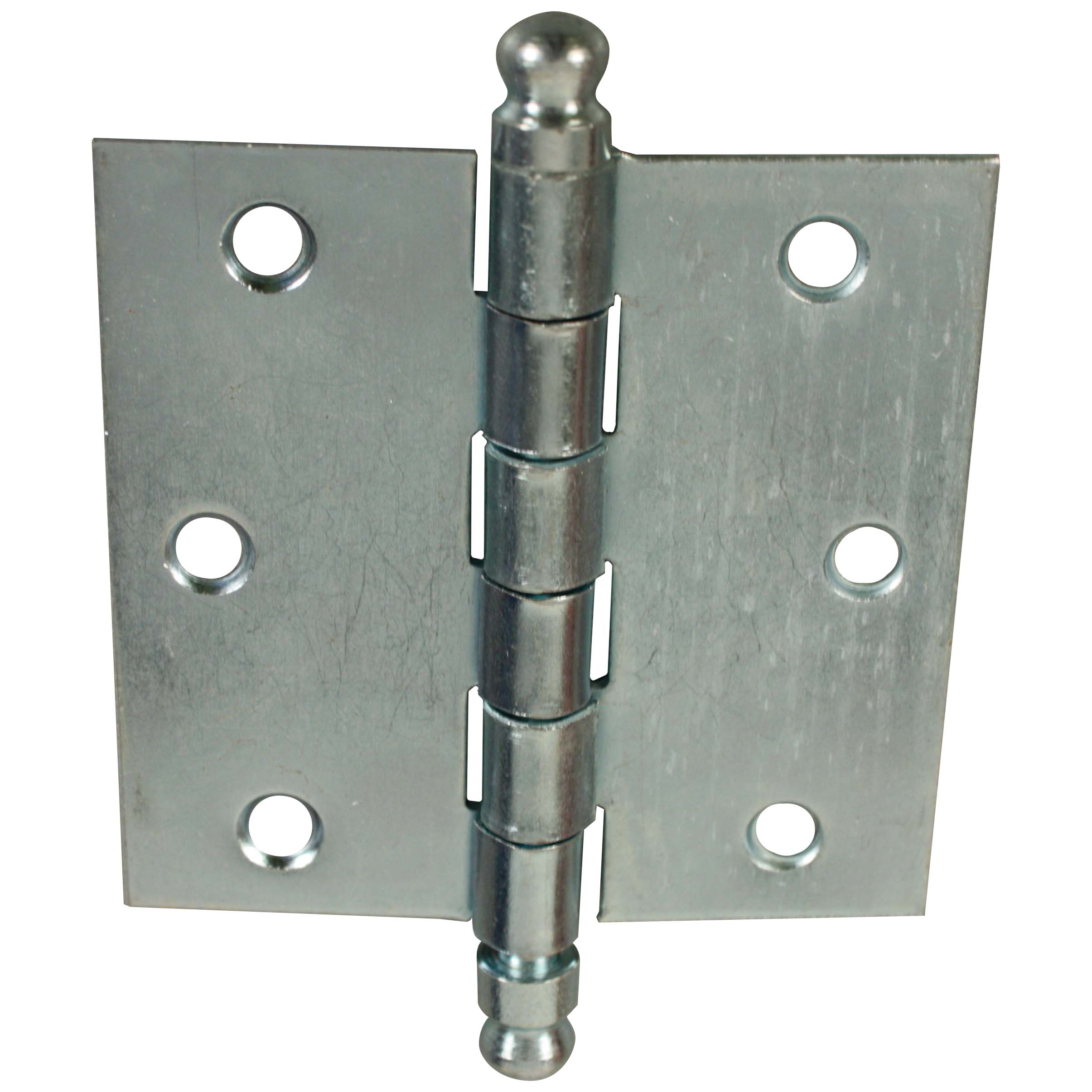 Charnière à bouton à boule pour porte 75x75mm zinguée (3 pcs)