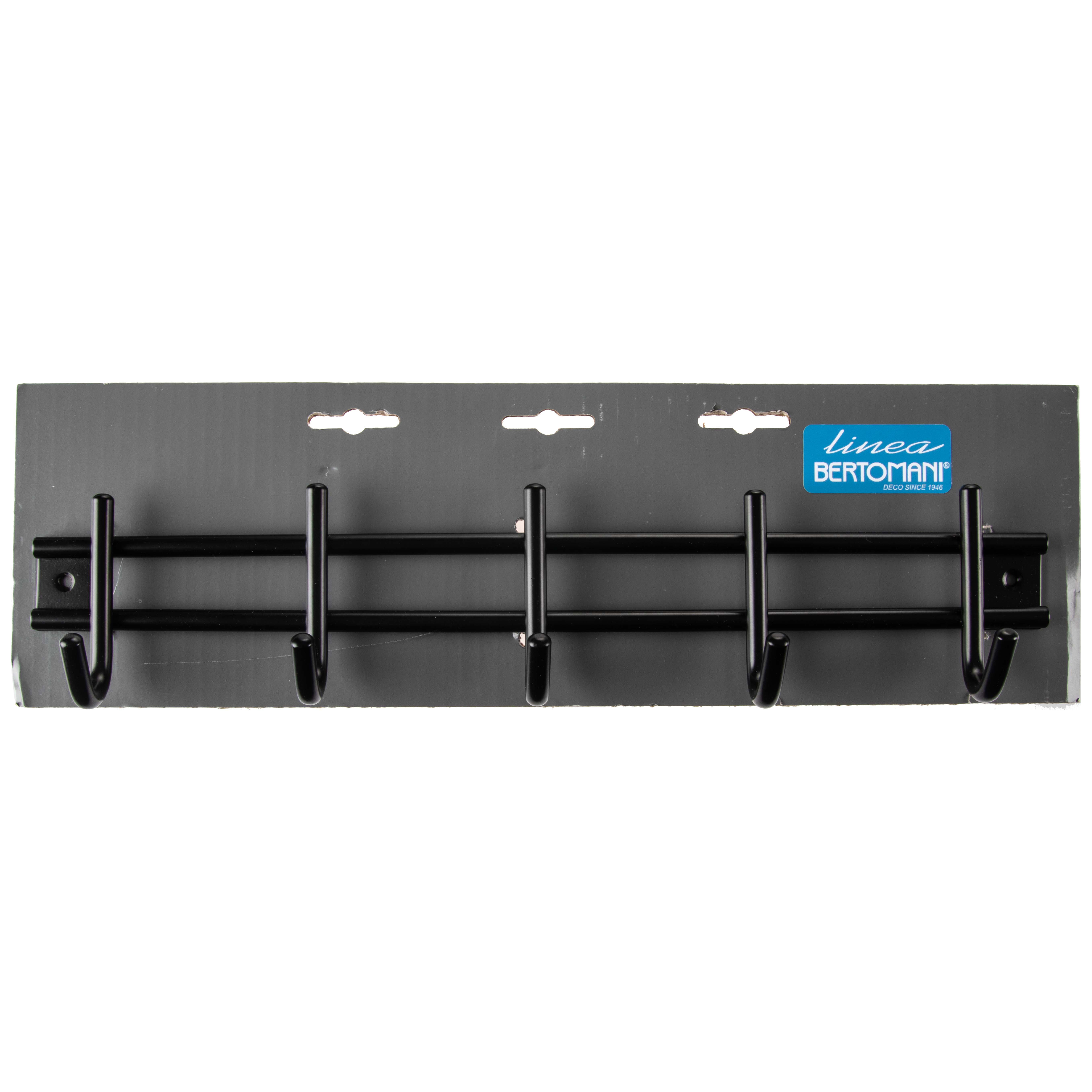 Linea Bertomani kapstok 5 haken 38x8 cm inox zwart