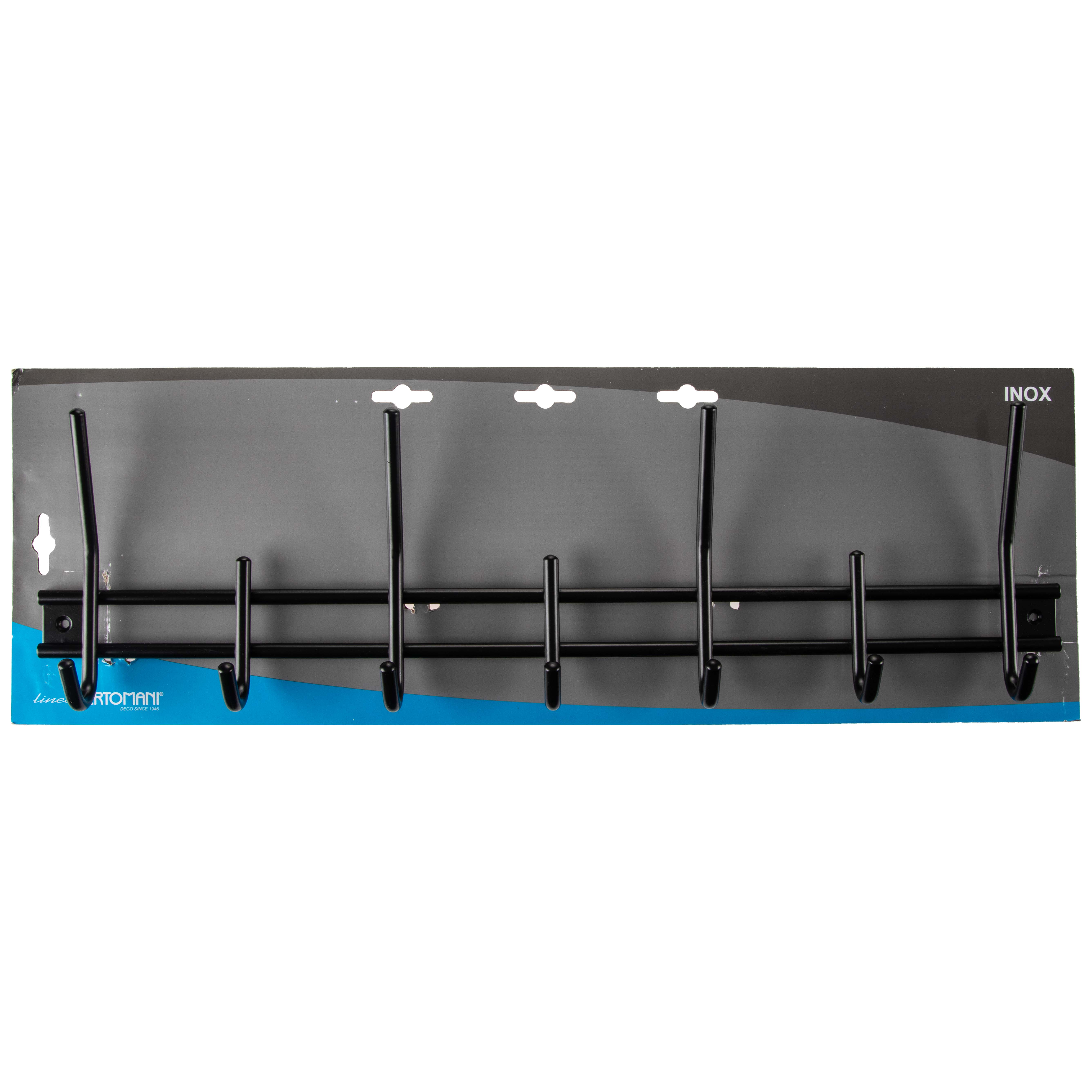 Linea Bertomani kapstok 11 haken 54x15 cm inox zwart