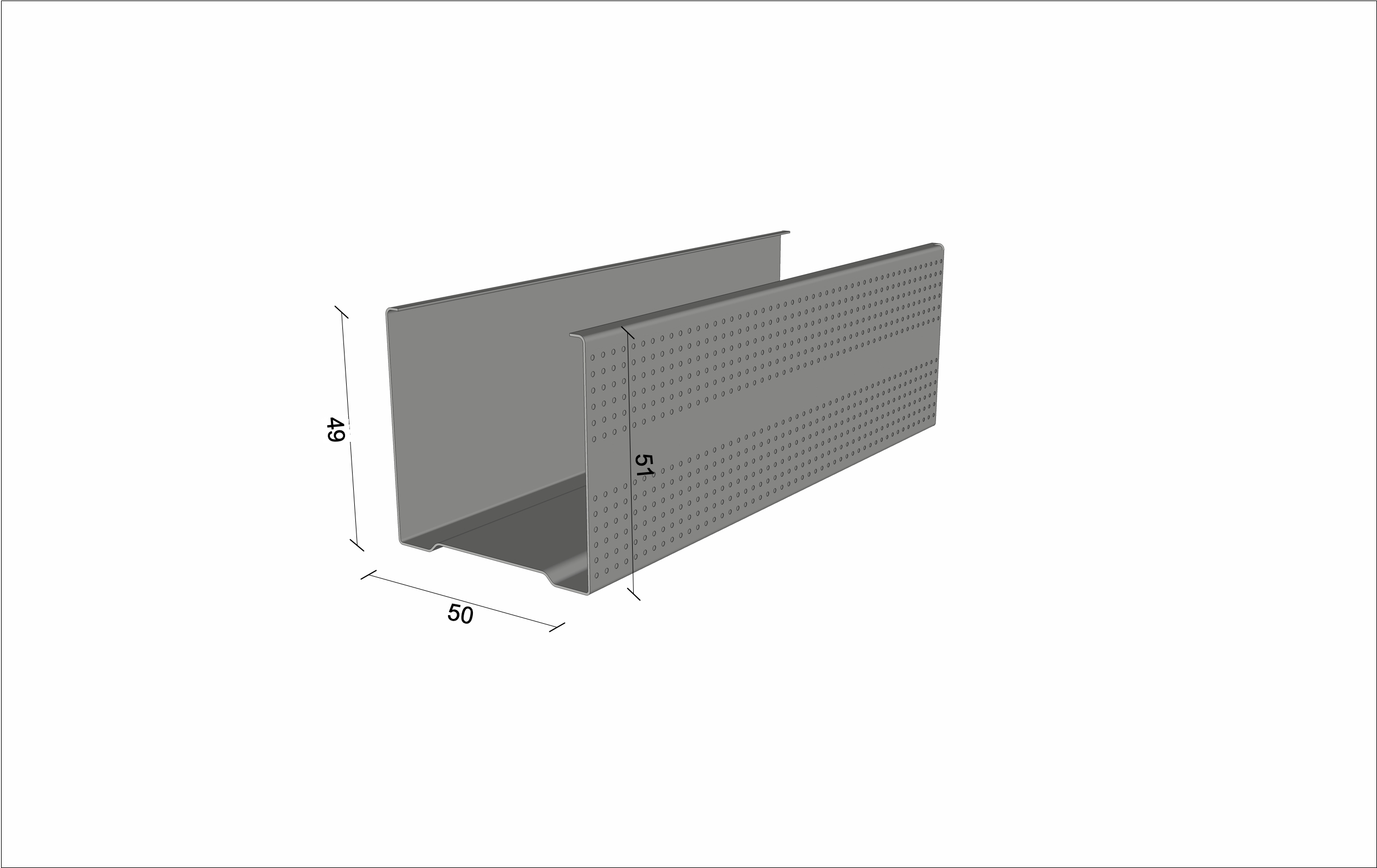 Metalen C-profiel verticaal MSV 50mm lengte 3.60m