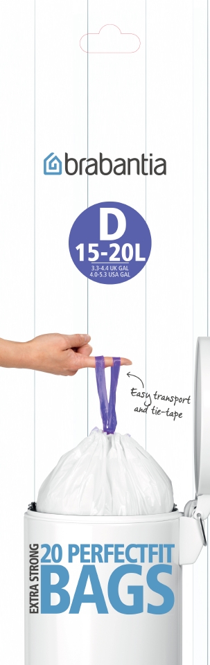 Brabantia PerfectFit sacs poubelle avec cordon de serrage 15l - 20 pcs