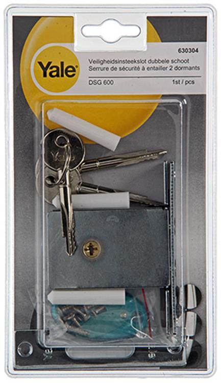 Yale Serrure à mortaiser avec clé en croix dormant double rond avec accessoires de fixation
