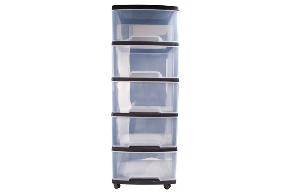 Essentials systeme à tiroirs 5x20l roulant noir-transparant 37x39xh105cm