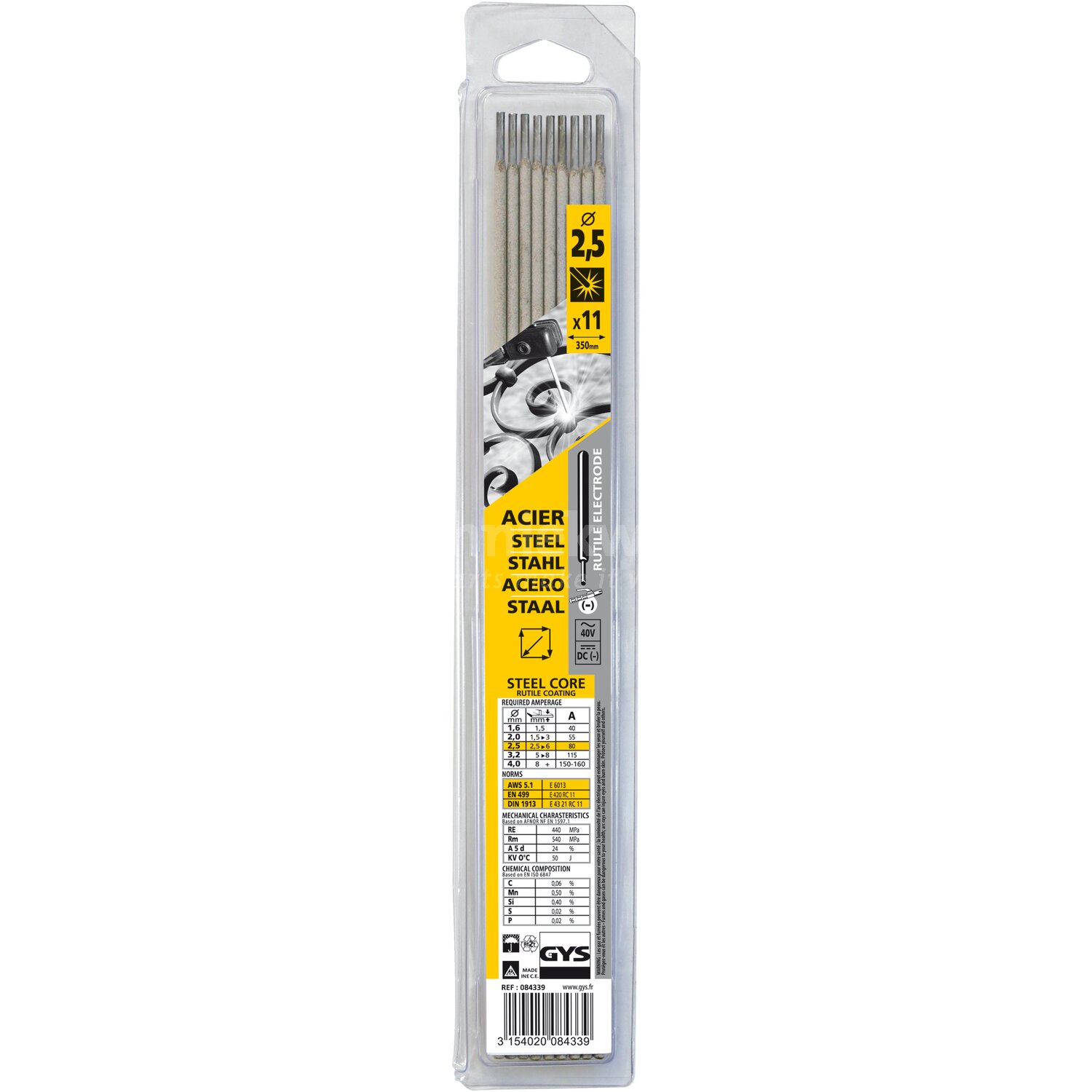 Électrodes GYS en acier O3.2mm 9 pièces