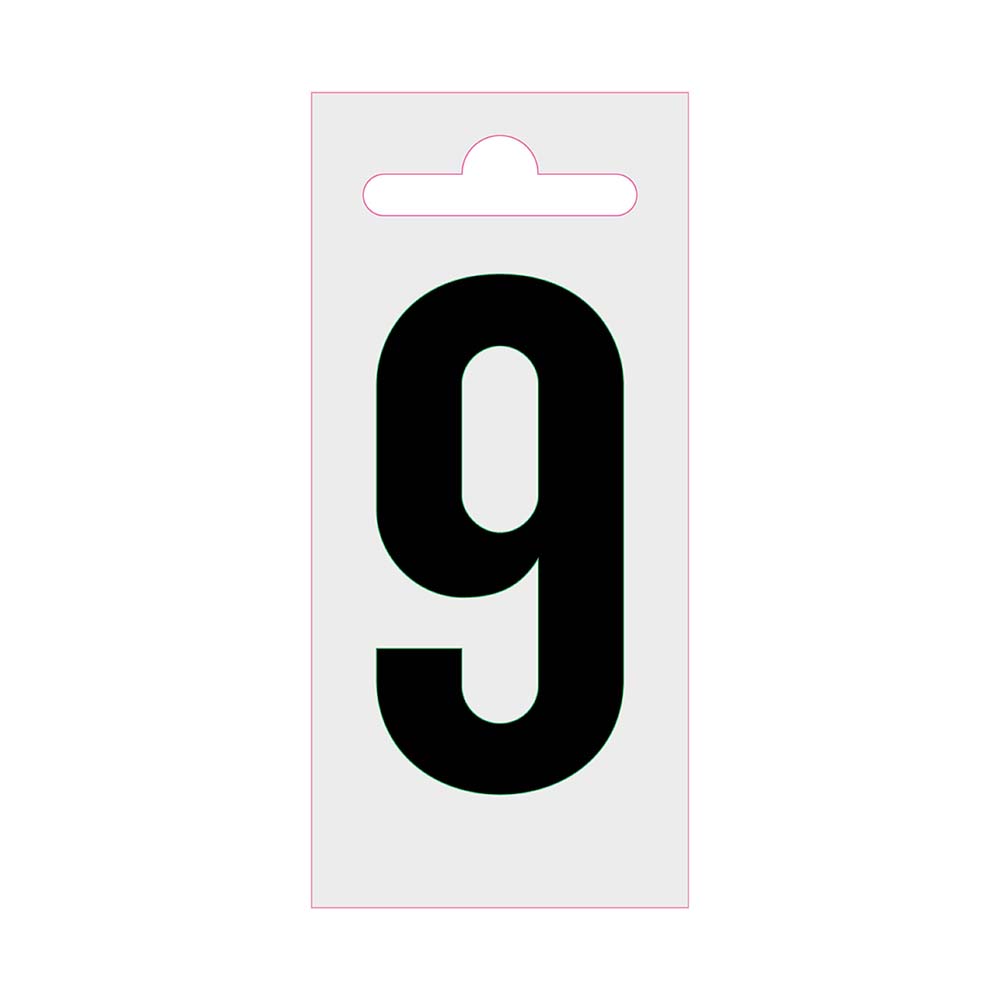 Chiffre autocollant Nobel noir 60mm - 9