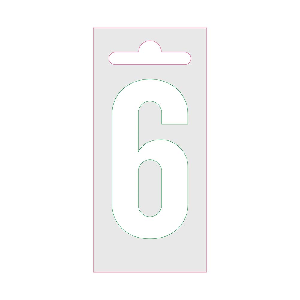 Chiffre autocollant Nobel blanc 60mm - 6