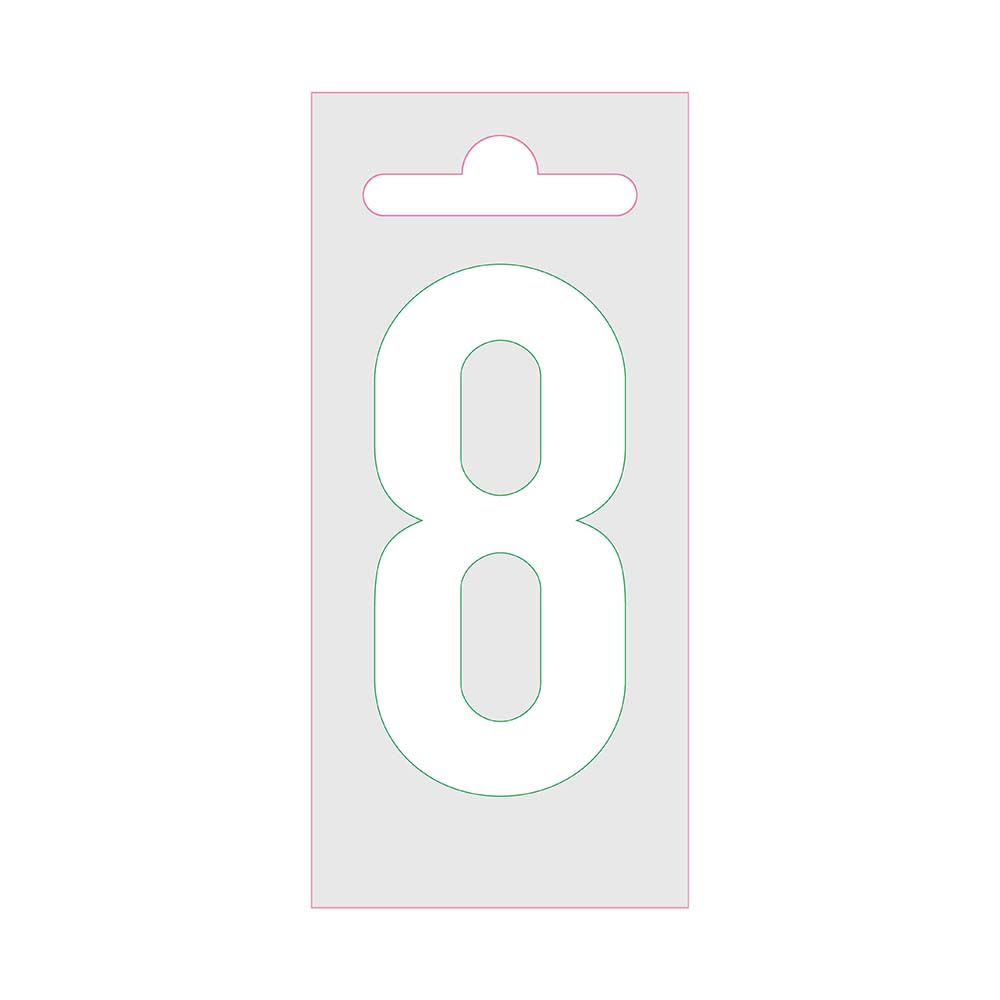 Chiffre autocollant Nobel blanc 60mm - 8