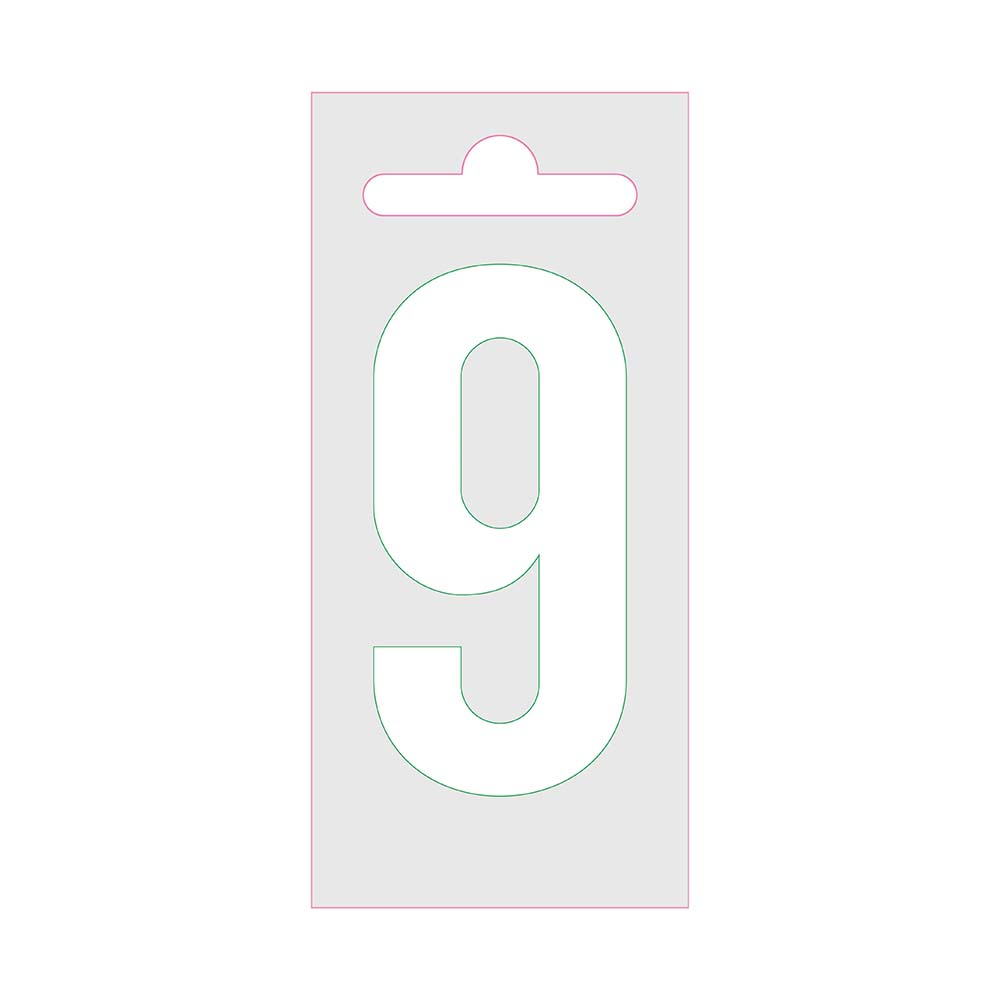 Chiffre autocollant Nobel blanc 60mm - 9