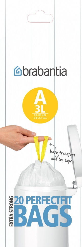 Brabantia PerfectFit sacs poubelle avec cordon de serrage 3l - 20 pcs