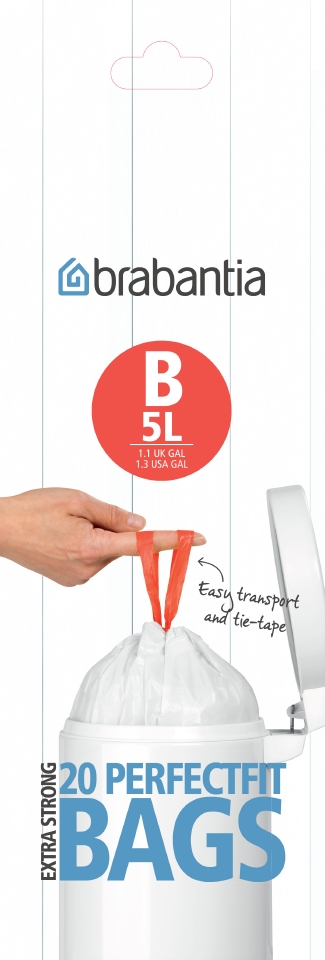 Brabantia PerfectFit sacs poubelle avec cordon de serrage transparant 5l - 20 pcs