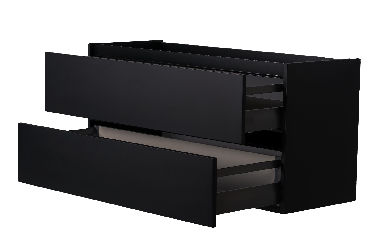 Wiesbaden Marmaris Meuble bas avec 2 tirroirs 1 encoche 120 x 45 cm Noir mat