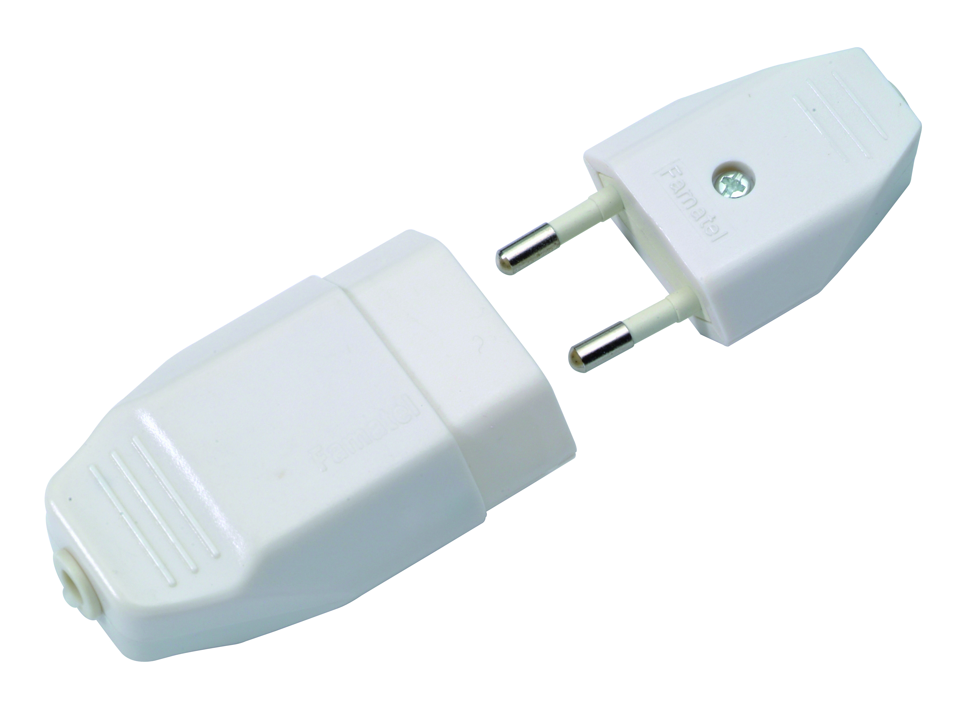 Fiche + fiche femelle 2.5A blanc