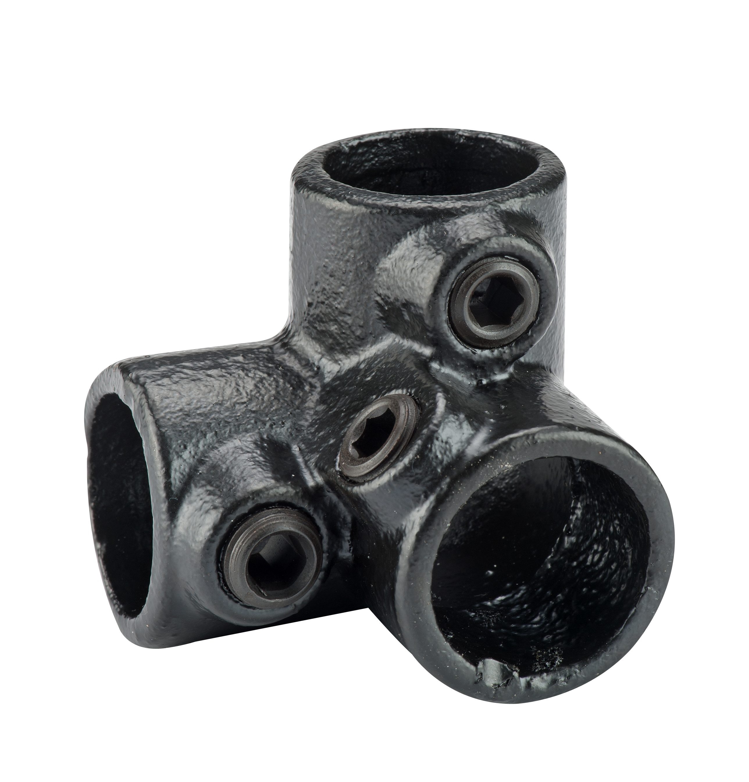 Steigerbuis koppelstuk zwart diam 28mm hoek (3 buizen)