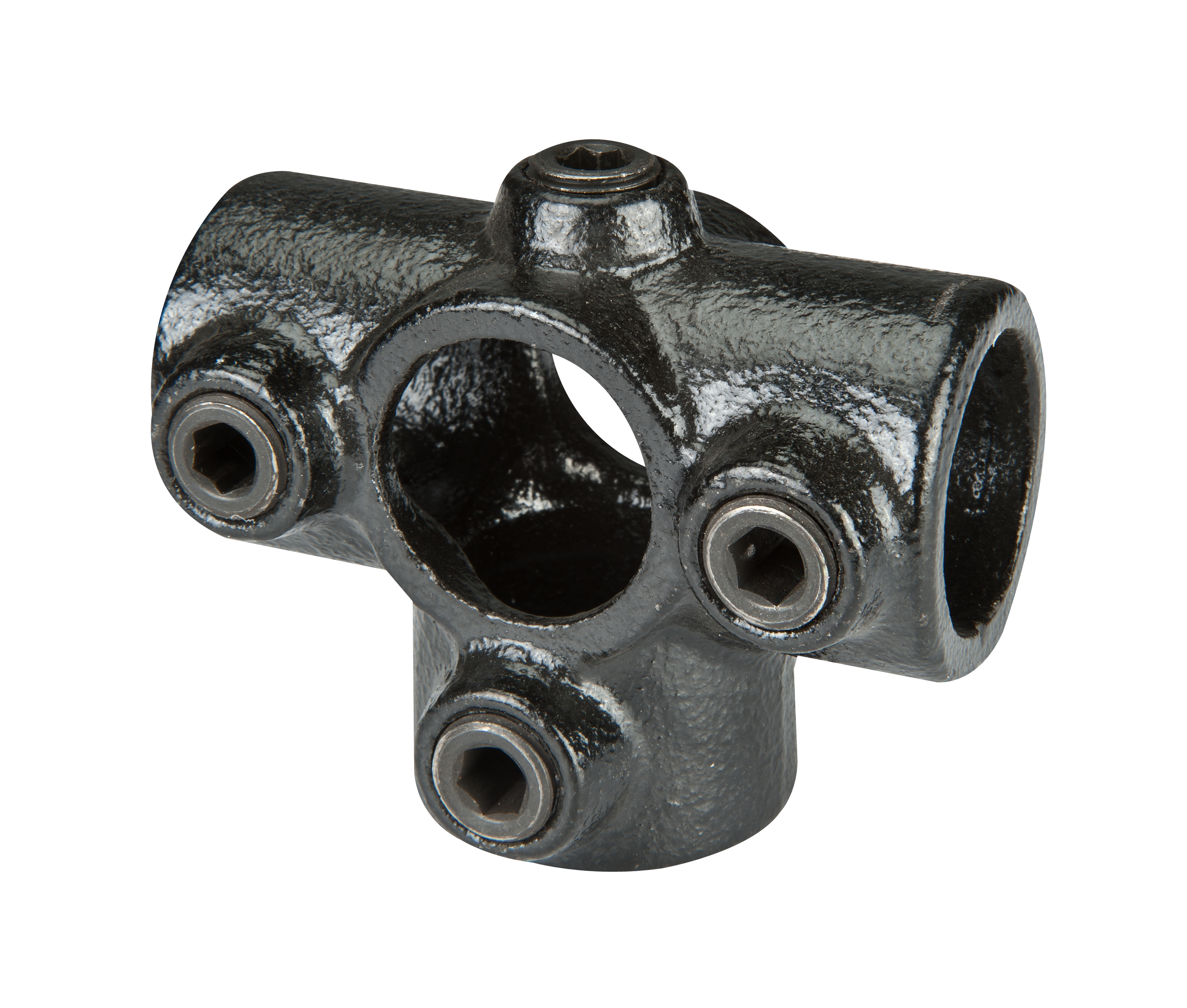 Steigerbuis koppelstuk zwart diam 28mm kruis (4 buizen)