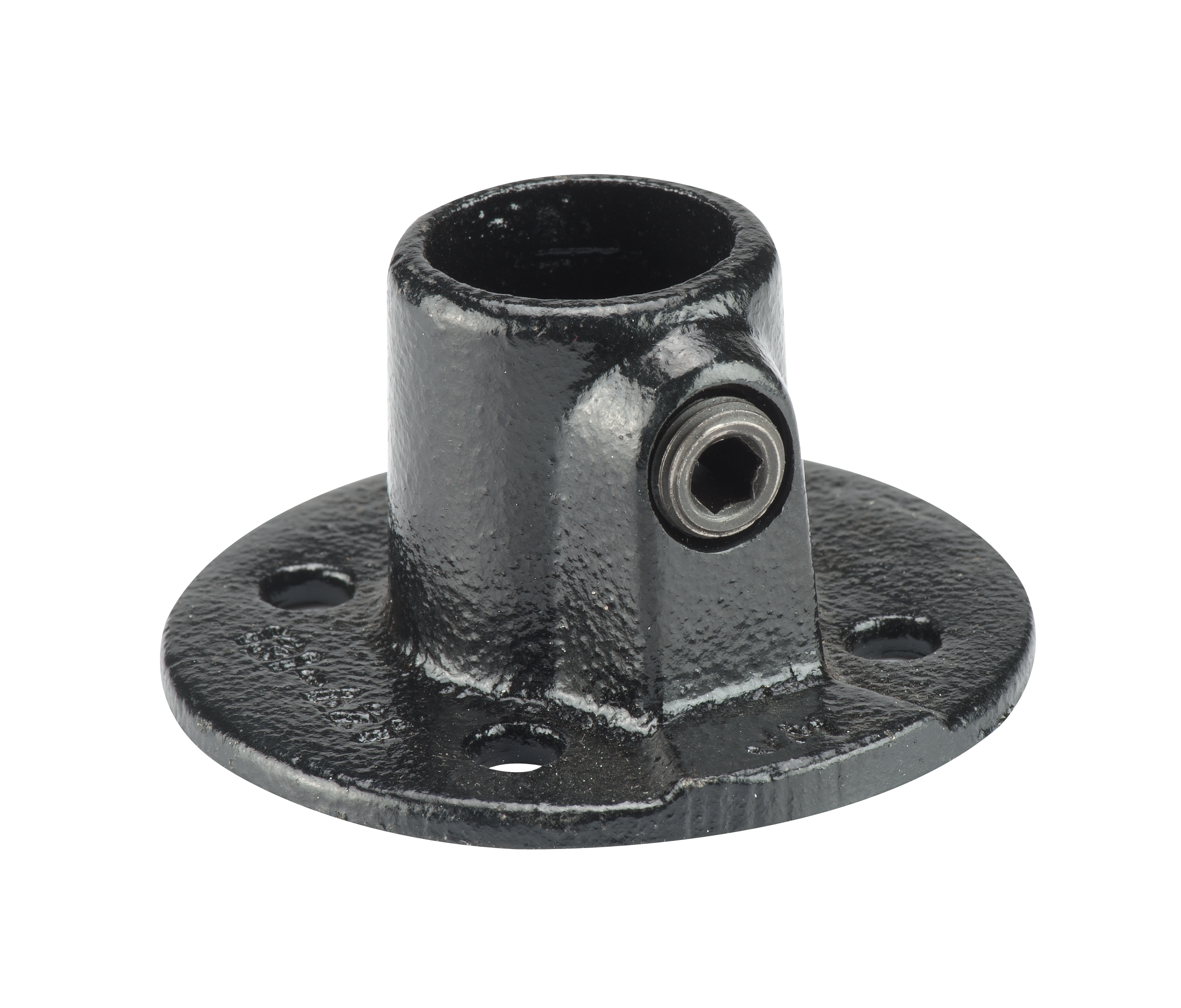 Steigerbuis koppelstuk zwart diam 28mm voetplaat rond