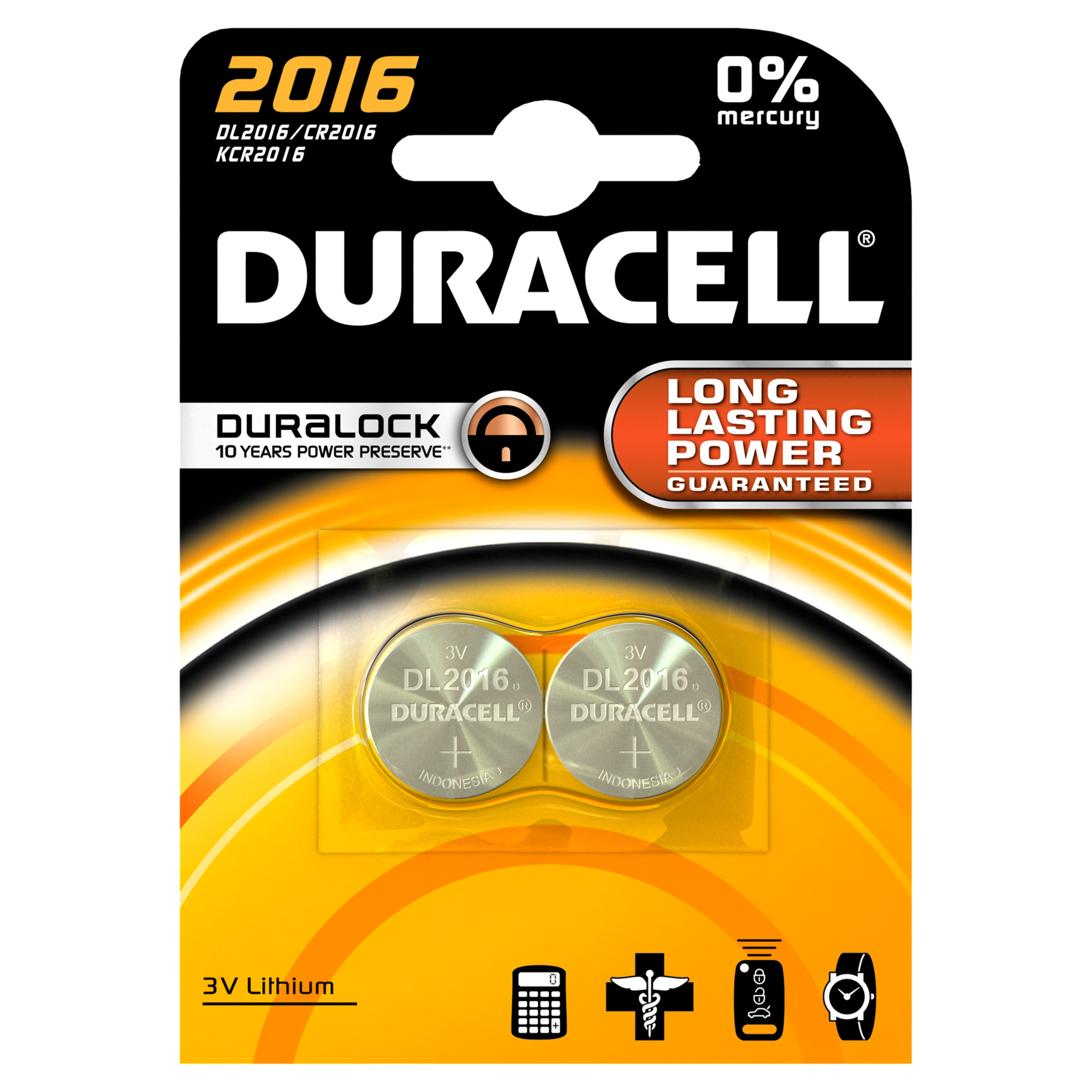Duracell Pile Bouton DL2016 Lithium 3V (2 pcs)