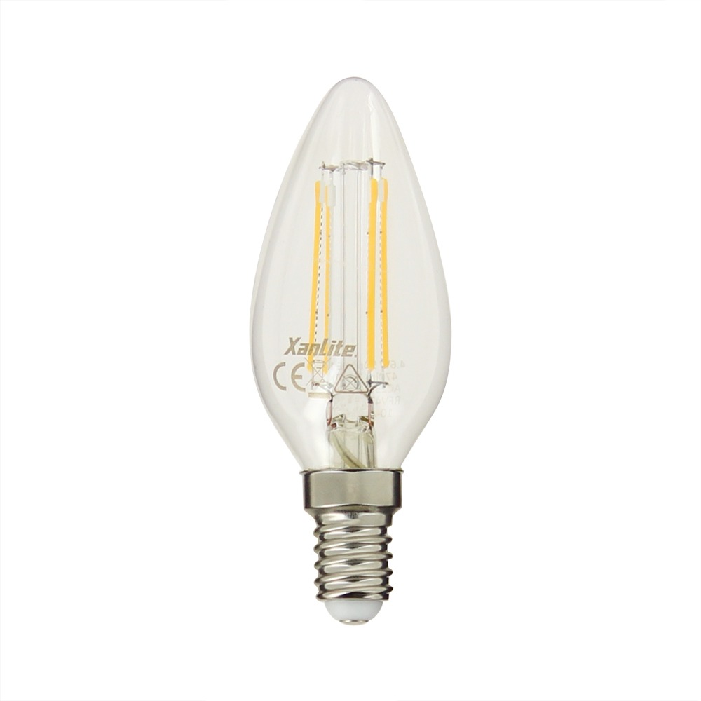 Xanlite ampoule à filament LED flamme transparent E14 - 470 lm (=40W) - 4000k - blanc neutre