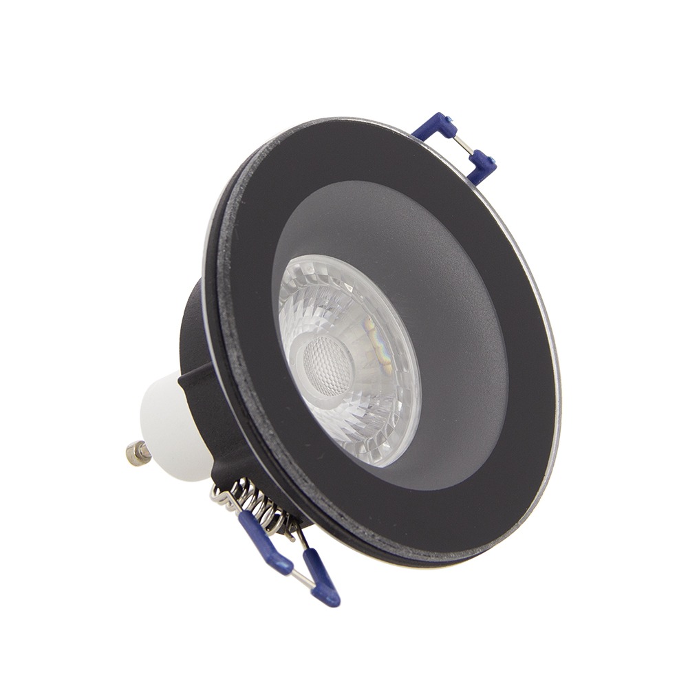 Xanlite lot de 3 spots LED encastrables ronds noirs finition aluminium GU10 - 345 lm (=50W) - IP44 - 4000k blanc neutre (ampoules incl)