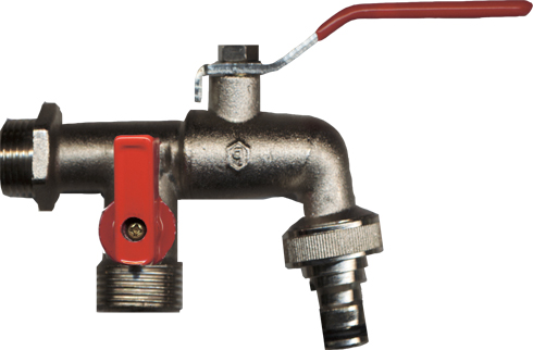 1 Robinet double service avec boule 1/2" - Laiton