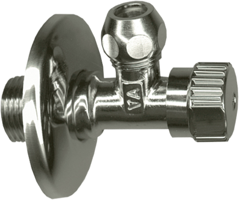 1 Robinet équerre avec rosace 1/2" x 10 mm  - Laiton