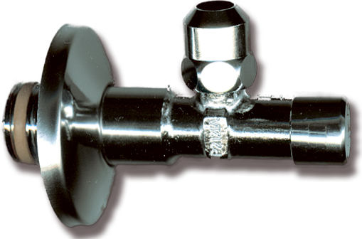 1 Robinet équerre 1/2" M x 10 mm avec rosace + filtre - Laiton chromé
