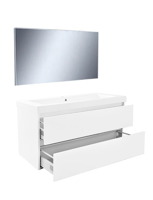 Wiesbaden Vision Ensemble de meubles (miroir inclus) 100 cm Blanc