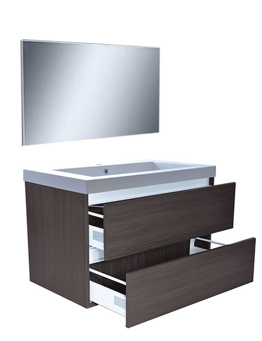 Wiesbaden Vision Ensemble de meubles (miroir inclus) 80 cm décor bois Gris