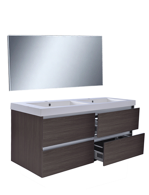 Wiesbaden Vision Ensemble de meubles (miroir inclus) 120 cm décor bois Gris