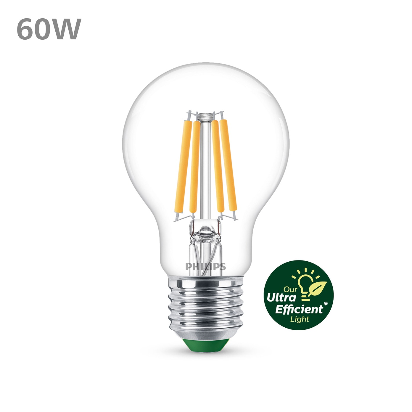 Philips Ultra Efficient LED lamp transparent - 60 W - E27 - blanc chaud