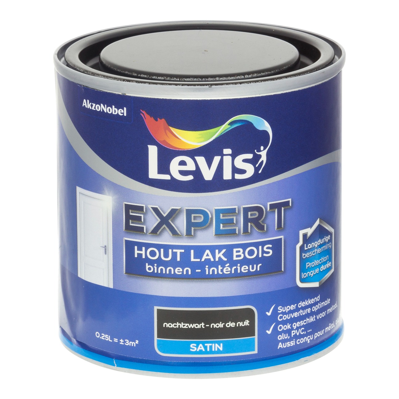 Levis Expert Hout Lak Binnen Satin 0.25l Nachtzwart