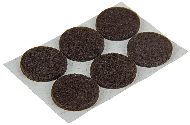 Viltpastille zelfklevend bruin rond Ø22mm (12 stuks)