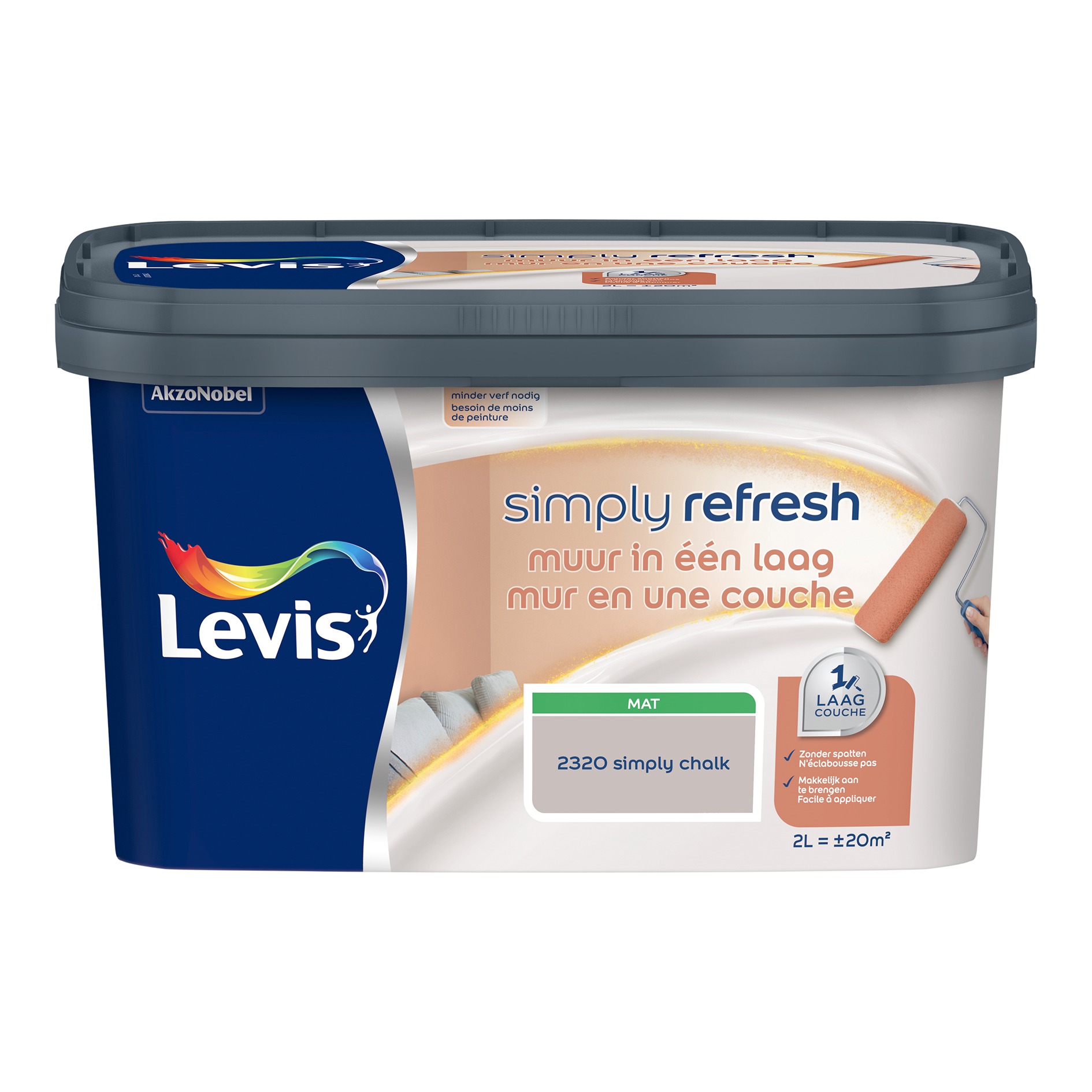 Levis Simply Refresh Muur In Eén Laag Mat 2l Chalk