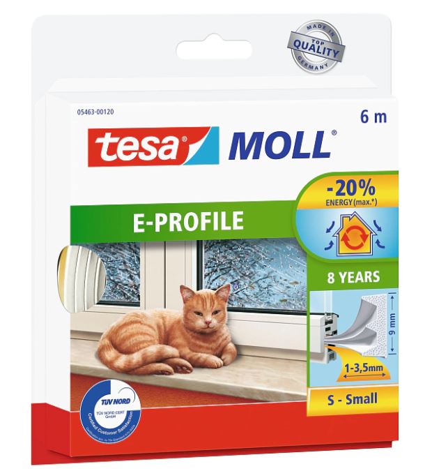 Tesa Moll Bande d'étanchéité auto-adhésif E blanc 6m 9x1-3.5mm