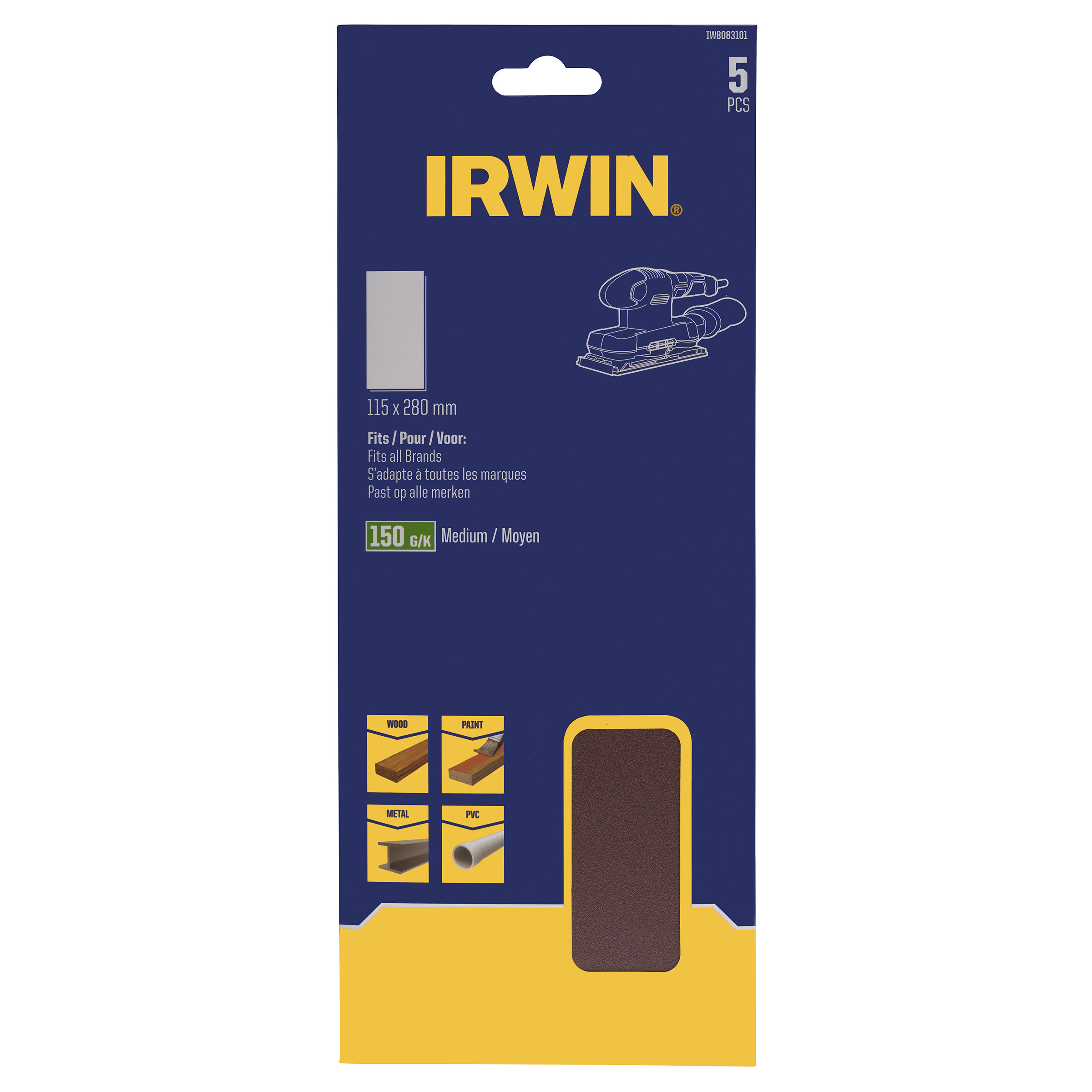 Irwin bandes abrasives 1/2 ponçage plat 115X280mm 